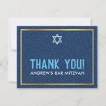 MODERN BAR MITZVAH smart bold thank you denim blue<br><div class="desc">by kat massard >>> kat@simplysweetPAPERIE.com <<< A simple, stylish way to say thank you to your guest's for attending your child's BAR MITZVAH Setup as a template it is simple for you to add your own details, or hit the customise button and you can add or change text, fonts, sizes...</div>