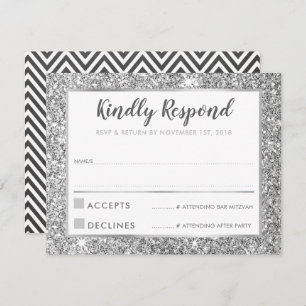 MODERN BAR MITZVAH thank you cool silver glitter Invitation