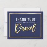 MODERN BAR MITZVAH thank you gold name DANIEL<br><div class="desc">by kat massard >>> WWW.SIMPLYSWEETPAPERIE.COM <<< A simple, stylish way to say thank you to your guest's for attending your child's BAR/BAT MITZVAH Setup as a template it is simple for you to add your own details, or hit the customise button and you can add or change text, fonts, sizes...</div>