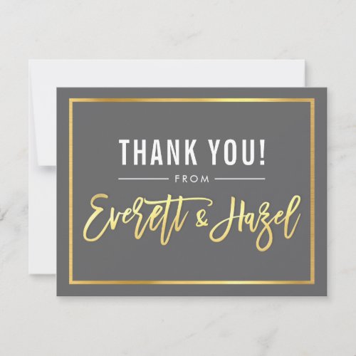 MODERN BAR MITZVAH thank you gold name grey