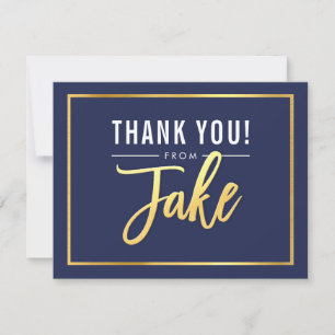 MODERN BAR MITZVAH thank you gold name JAKE navy Card