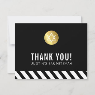MODERN BAR MITZVAH thank you gold spot black Card