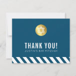 MODERN BAR MITZVAH thank you gold spot dark blue<br><div class="desc">by kat massard >>> kat@simplysweetPAPERIE.com <<< A simple, stylish way to say thank you to your guest's for attending your child's BAR MITZVAH Setup as a template it is simple for you to add your own details, or hit the customise button and you can add or change text, fonts, sizes...</div>