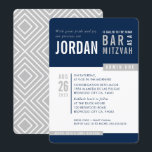 MODERN BAR MITZVAH trendy bold block navy gray Invitation<br><div class="desc">by kat massard > WWW.SIMPLYSWEETPAPERIE.com Love the design, but would like to see some changes - another color scheme, product, add a photo or adapted for a different occasion - no worries simply contact me - I am happy to help! - - - - - - - - - -...</div>