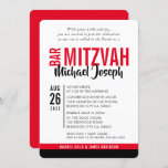 MODERN BAR MITZVAH trendy date red black Invitation<br><div class="desc">by kat massard > WWW.SIMPLYSWEETPAPERIE.com Love the design, but would like to see some changes - another color scheme, product, add a photo or adapted for a different occasion - no worries simply contact me - I am happy to help! - - - - - - - - - -...</div>