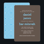 Modern Bar Mitzvah Typography Blue Brown Invitation<br><div class="desc">This modern invitation features bold lettering on the front and a modern pattern on the back.  Use the template form to add your custom text.  The Customize feature can be used to change the font,  layout and colors.</div>
