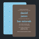 Modern Bar Mitzvah Typography Blue Brown Invitation<br><div class="desc">This modern invitation features bold lettering on the front and a modern pattern on the back.  Use the template form to add your custom text.  The Customize feature can be used to change the font,  layout and colors.</div>
