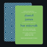 Modern Bar Mitzvah Typography Blue Green Invitation<br><div class="desc">This modern invitation features bold lettering on the front and a modern pattern on the back.  Use the template form to add your custom text.  The Customize feature can be used to change the font,  layout and colors.</div>