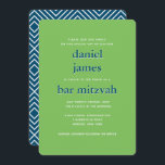 Modern Bar Mitzvah Typography Blue Green Invitation<br><div class="desc">This modern invitation features bold lettering on the front and a modern pattern on the back.  Use the template form to add your custom text.  The Customize feature can be used to change the font,  layout and colors.</div>