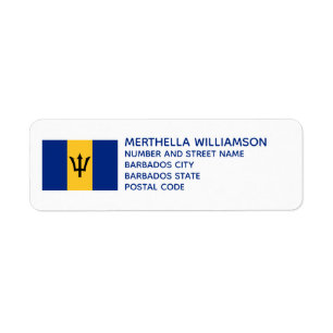 Modern BARBADOS FLAG Return Address Label