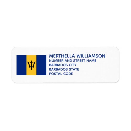 Modern BARBADOS FLAG Return Address Label