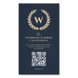 Modern Barber Barbershop Monogram Hairstylist  Business Card Magnet