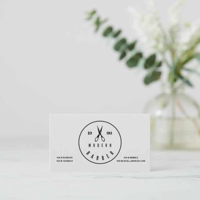 'Modern Barber' Business Card (Standing Front)