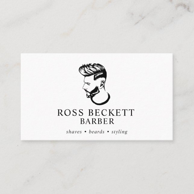 Modern Barber Hair Stylist Business Card (Front)