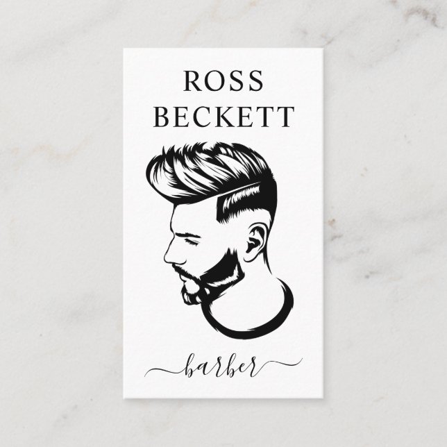 Modern Barber Shop Hair Cutter Business Card (Front)