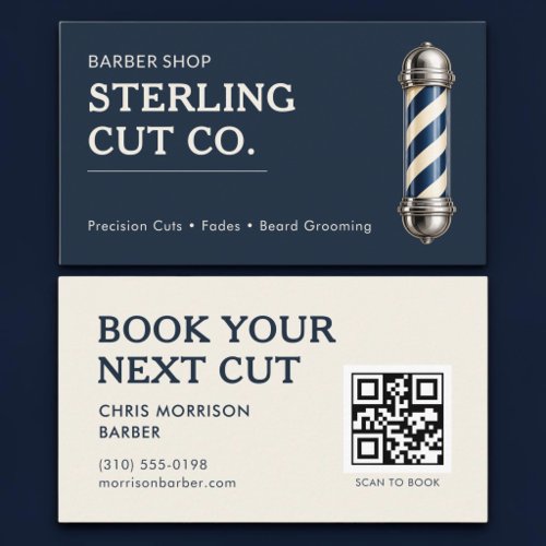 Modern Barber Shop Hair QR Code Business Card
