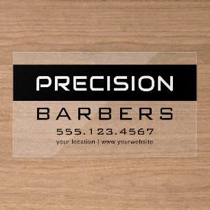 Modern Barber Shop Sleek Minimalist Design Clear Business Cards