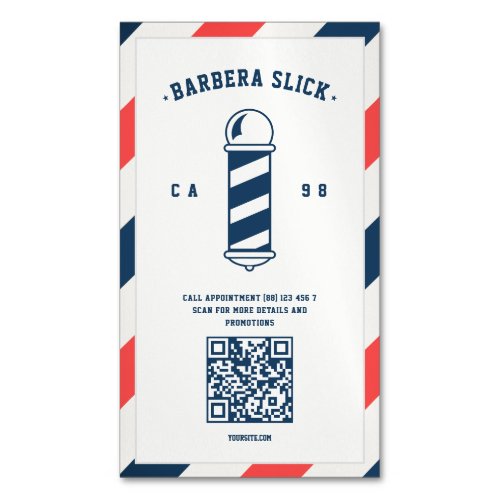Modern Barbershop Barbers Pole Barber Business Card Magnet