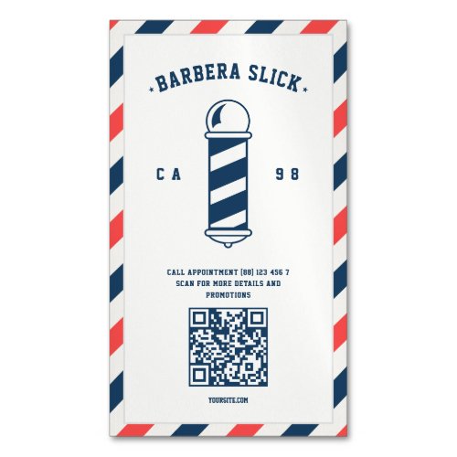 Modern Barbershop Barbers Pole Hairstylist Barber Business Card Magnet
