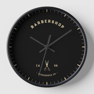 Modern Barbershop Gold Scissors Minimalist Stylish Clock