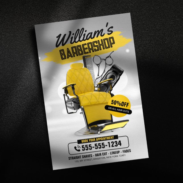 Modern Barbershop Hair Stylist Hairdresser Haircut Flyer (Creator Uploaded)
