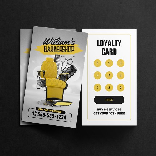 Modern Barbershop Hair Stylist Hairdresser Haircut Loyalty Card