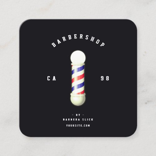 Modern Barbershop Haircut Barbers Pole Barber Square Business Card