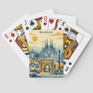 Modern Barcelona Sagrada Familia Illustration Poker Cards