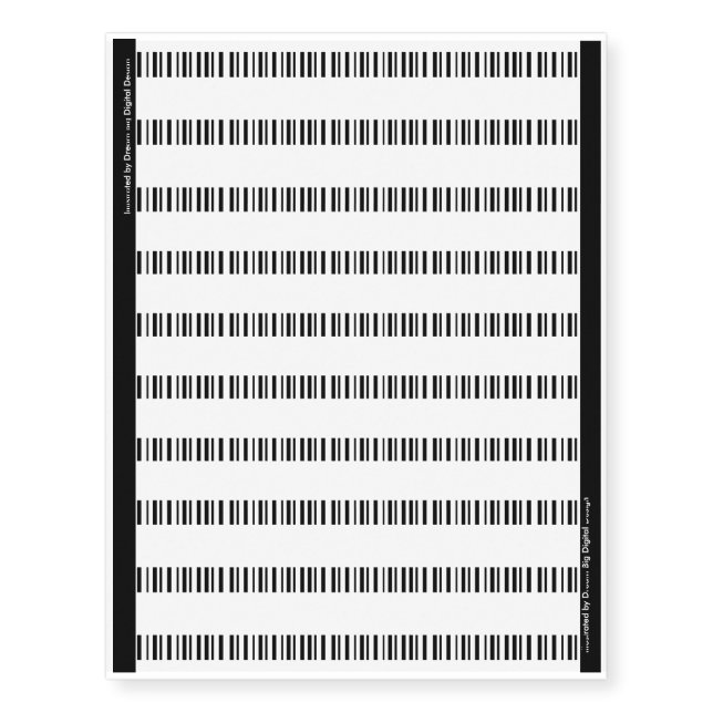 Modern Barcode Black Temporary Tattoos (Front)