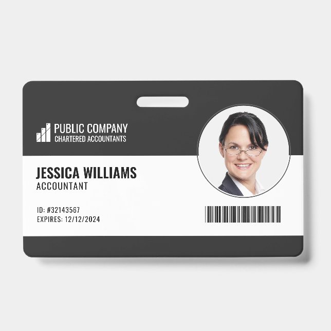 Modern Barcode Staff Employee ID Badge (Front)