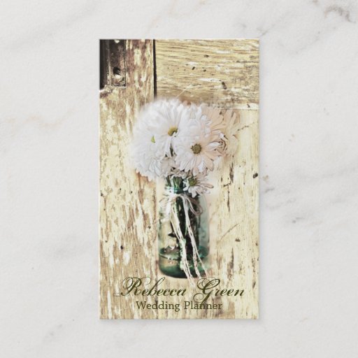 Customizable rustic barnwood daisy country floral business card template