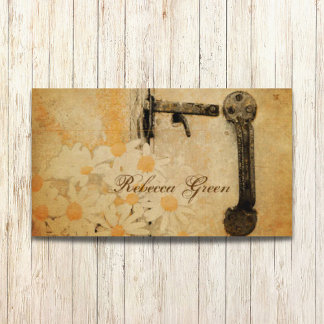 modern barn wood white daisy florist business card