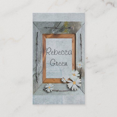 Vintage Daisy blue barnwood frame Country fashion Business Cards