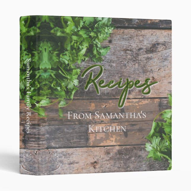 Modern Barnwood And Fresh Produce Recipe 3 Ring Binder (Front/Spine)