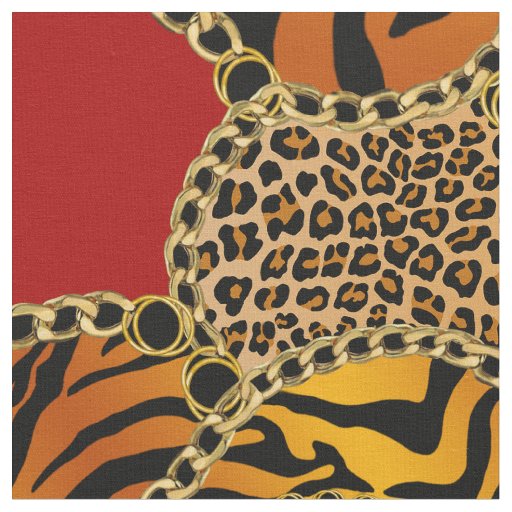 Modern Baroque Animal Print With Chains Fabric
