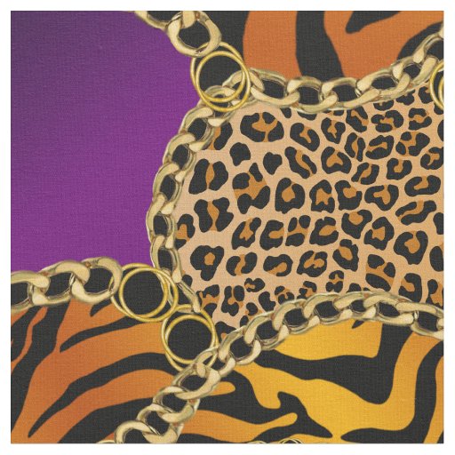 Modern Baroque Animal Print With Chains Fabric