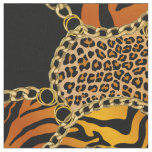 Modern Baroque Animal Print With Chains On Black Fabric