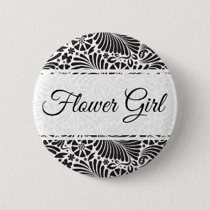 Modern Baroque Floral Flower Girl Button