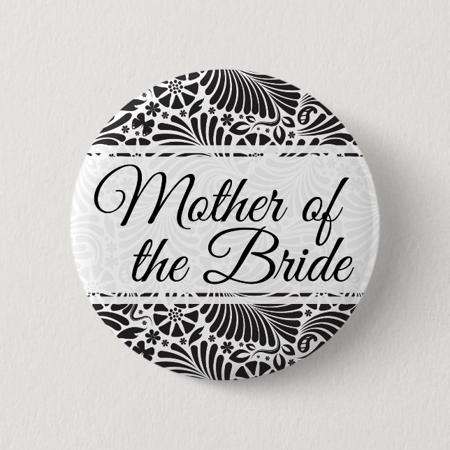 Modern Baroque Floral Mother of the Bride Pinback Button (Front)