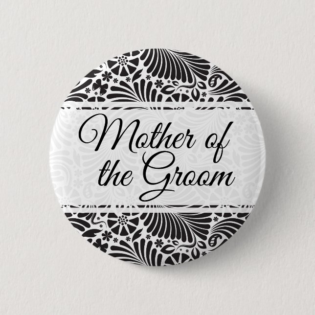 Modern Baroque Floral Mother of the Groom Pinback Button (Front)