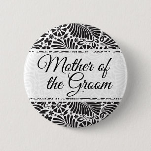 Modern Baroque Floral Mother of the Groom Pinback Button