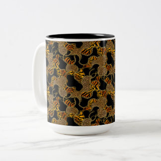Modern Baroque Glam Animal Print With Chains Two-Tone Coffee Mug