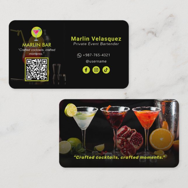 Modern bartender business | Casual Black Card (Front/Back)