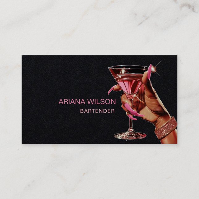 Modern Bartender Cocktail Bar Club Event  Business Card (Front)