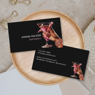 Modern Bartender Cocktail Bar Club Event Business Card