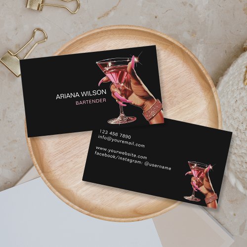 Modern Bartender Cocktail Bar Club Event  Business Card