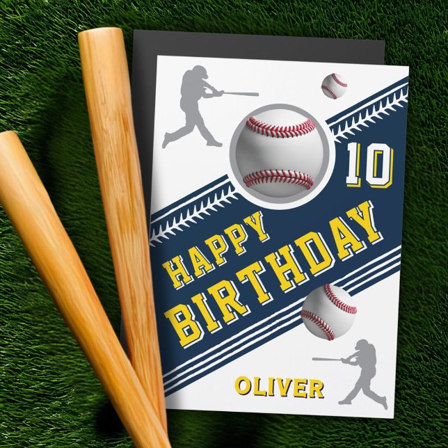 Modern Baseball Ball Player Themed Birthday Card (Creator Uploaded)