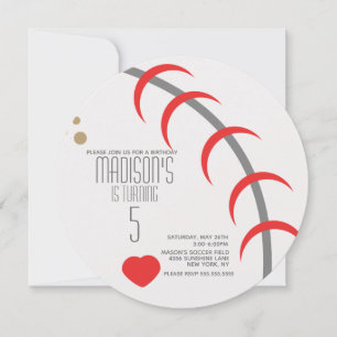 Modern Baseball Birthday Ball Party Invitation