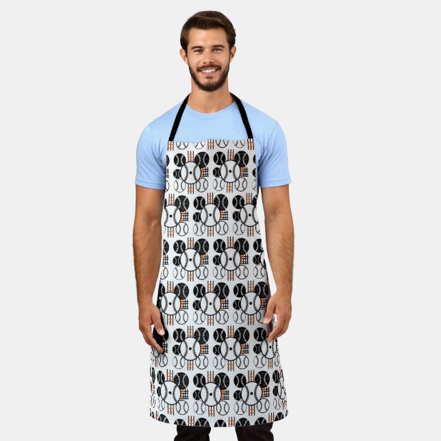 Modern Baseball  Black White Orange Color Pattern Apron (Worn)