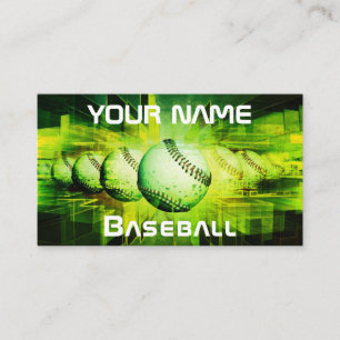 Modern Baseball Coach Player Team Club Green Neon Business Card